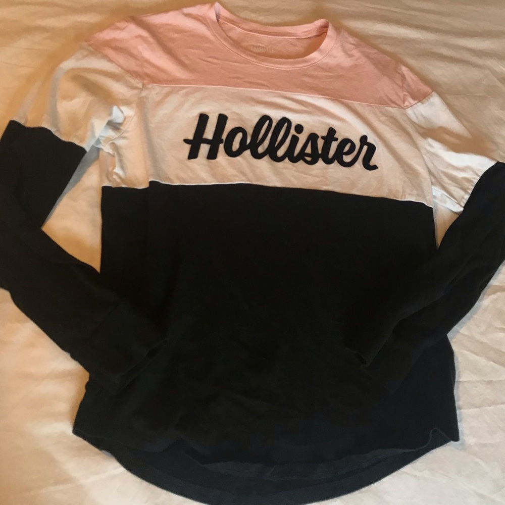 Hollister Top, Pink/White/Blue, Soft long sleeves